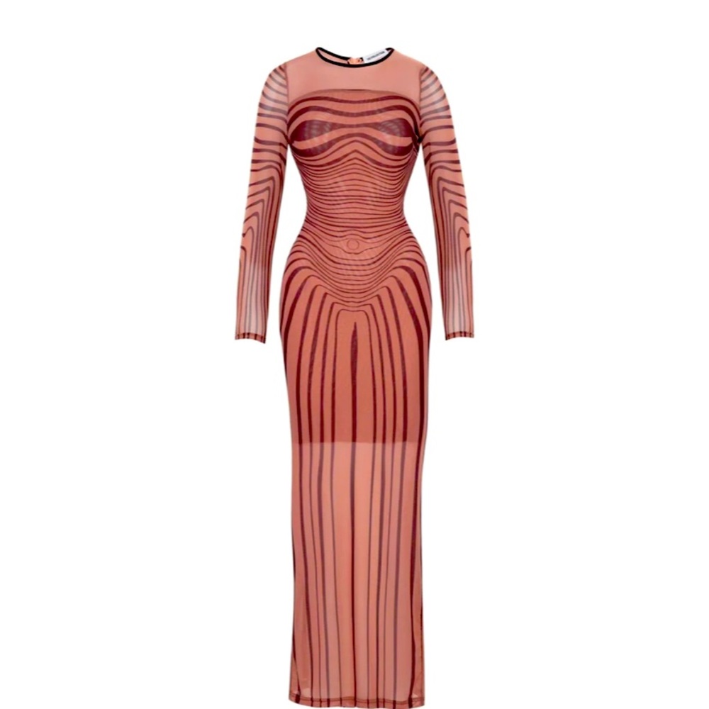 YG Collection sexy mesh print dress